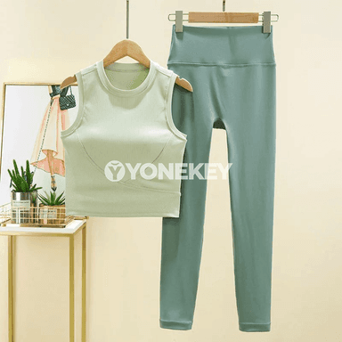 Aýal-gyzlar üçin 2 bölekli yoga kostýumy: sport topy we leggins