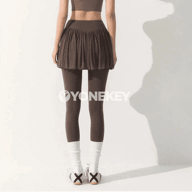 Zenanlar üçin ýokary belli yoga leggins, mesh sport etekli, şekillendiriji