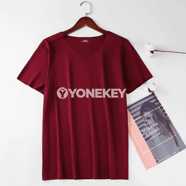 M-5XL Men's Ice Silk T-Shirt V-neck Quick Dry Seamless Short Sleeve Shirt Summer Male Casual Thin Solid Color Tees Undershirt