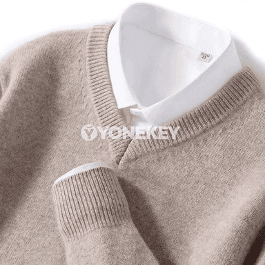 Erkekler üçin ýyly kaşmir V boýun switer, güýz-gyş üçin