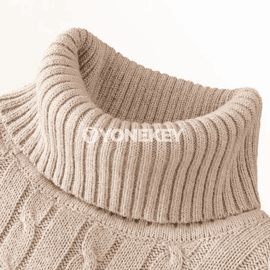 Erkekler üçin ýyly boýunly örme switer, dar kesim, güýz-gyş