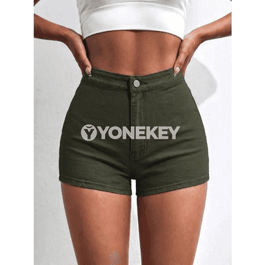 Zenanlar üçin ýokary bel gysga jeans şortikler