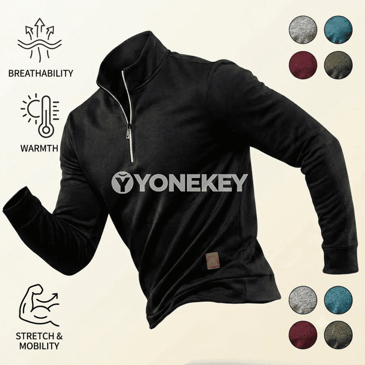 Erkekler üçin ýeňil ýarym zipli ýyly sweatshirt, gyş üçin