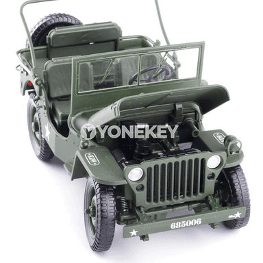 1:18 Willys harby ulag modeli, metal, ýaşyl, kolleksiýa üçin