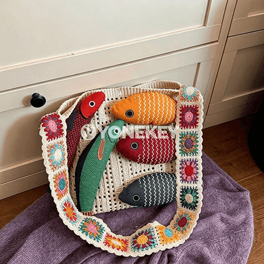 Zenanlar üçin örülen hobo sumka — uly sygymly, bohem stil