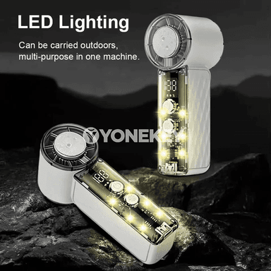 LED ekranly USB zarýad berilýän mini elde göterilýän fan