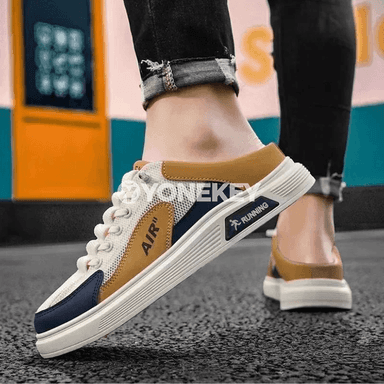 Erkekler üçin dem alýan mesh half slipper, ýeňil gündelik köwüş