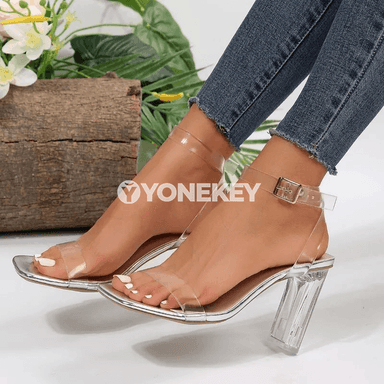 Zenanlar üçin ýokary ökjeli açyk sandal, inedördül burunly