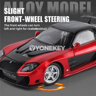 Mazda RX-7 1:24 metal model awtoulag — sesli, ýagtylykly
