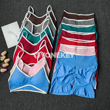 Zenanlar üçin dikişsiz ýoga toplumy — ýokary bil sport bra we şortik