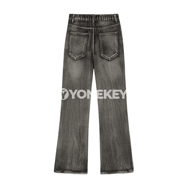 Erkekler üçin giň paýyşly jins balak, ýokary belli, retro stil