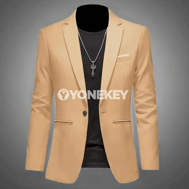 Erkekler üçin ýeňil resmi blazer, slim fit, bir düwme, güýz-ýasy