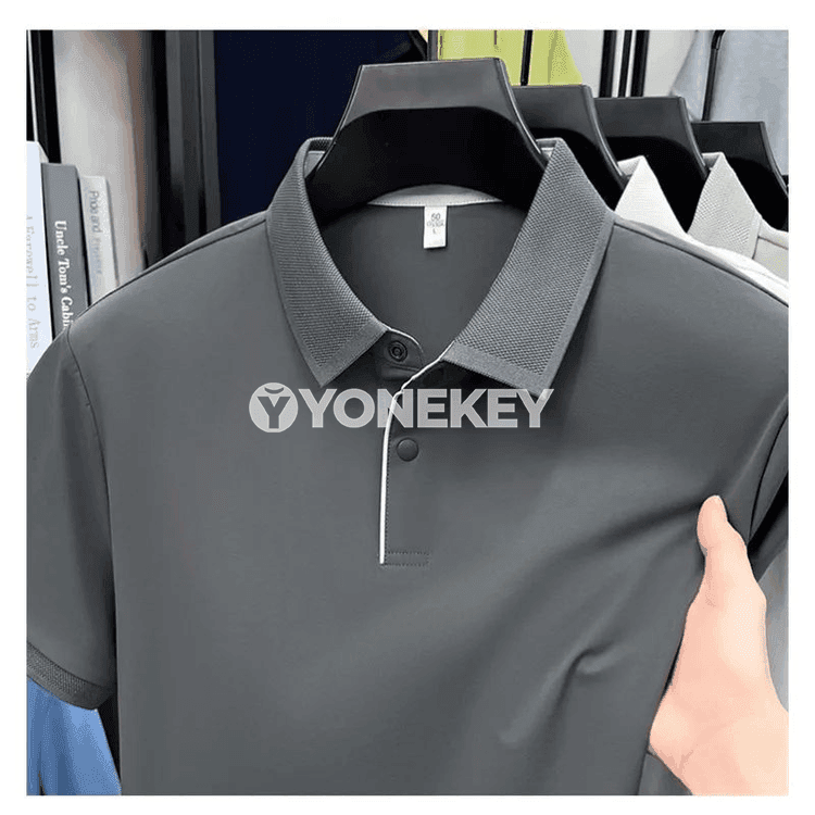 Erkekler üçin ýeňil sport polo futbolka, dem alýan, ýaz-tomus üçin