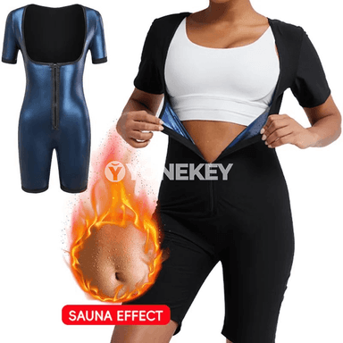 Aýallar üçin 3-in-1 sauna kastyumy, bedeni şekillendirýän sport kostýumy