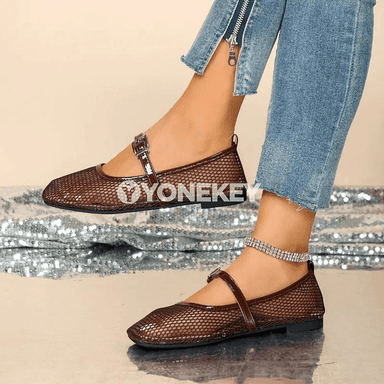 Aýallar üçin dem alýan setkaly açyk barmakly tekiz sandal