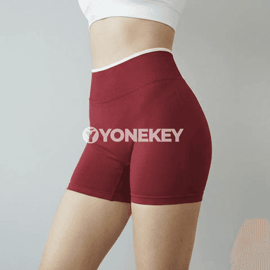 Aýallar üçin ýokary belli tikişsiz yoga şortik, fitnes we ylgaw üçin