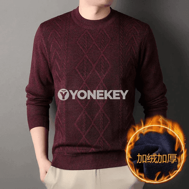 Erkekler üçin geometrik dokaly ýyly ýokarky köýnek, tegelek boýun