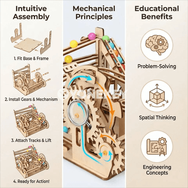Çagalar üçin 3D agaç track ball jigsaw ylmy gurluşyk toplumy