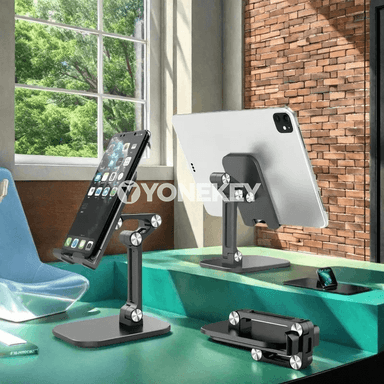 Stol üstü telefon goýujy, sazlanýan beýiklikli we burçly universal stend