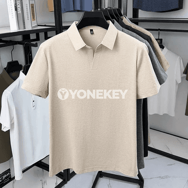 Erkekler üçin ýeňil, dem alýan gysga ýeňli polo köýnek