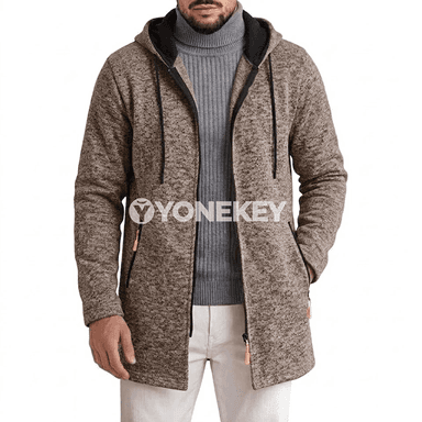 Erkekler üçin ýyly zipli kapüşonly hoodie jaket