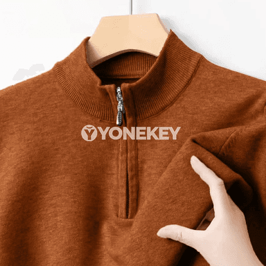 Erkekler üçin triko polo kardigan, fermuarly ýyly switer