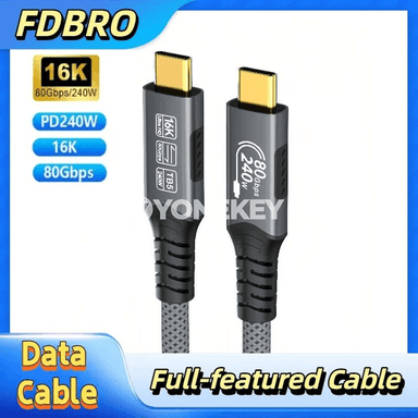 USB4 240W USB-C–USB-C kabeli, Thunderbolt 4 üçin ýokary tizlykly