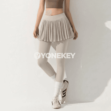 Zenanlar üçin ýokary belli yoga leggins, mesh sport etekli, şekillendiriji