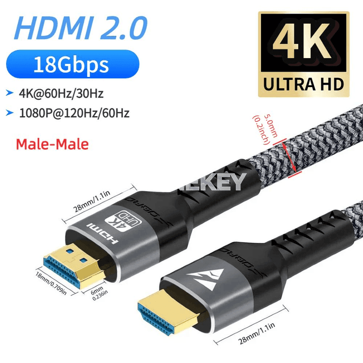 HDMI 2.2 kabeli 16K, 96Gbps, 4K/8K ýokary hilli geçirmek üçin