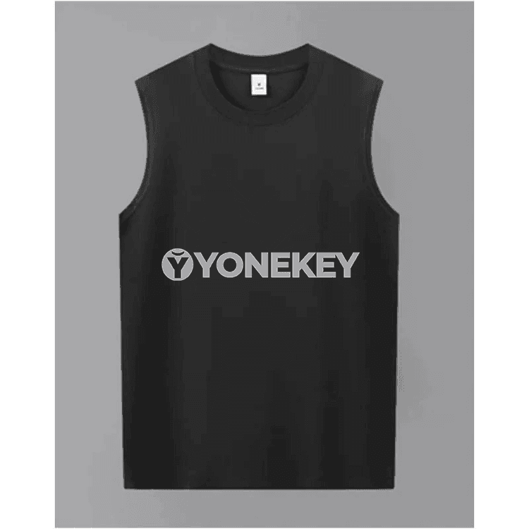 Erkekler üçin galyň pagta sport maýkasy, ýeňsiz, tomusky rahat forma