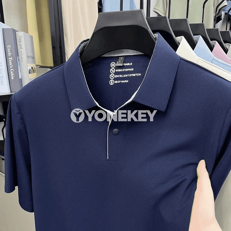 Erkekler üçin ýeňil we dem alýan gysga ýeňli polo köýnek