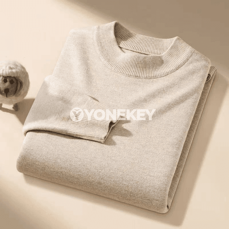 Erkekler üçin ýyly trikotaž sviter, ýokary boýunly, gündelik stil