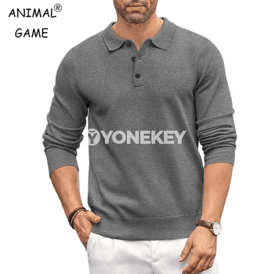 Erkekler üçin ýyly polo switer, düwmejikli, gündelik stil