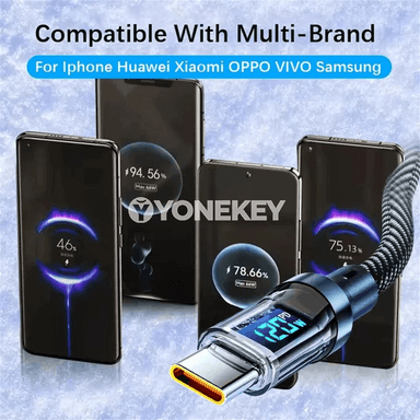 NNBILI PD 120W USB-C maglumatly zarýad kabeli, displeýli, 1–2 m