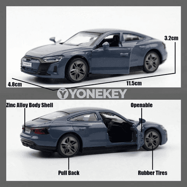 Audi RS E-tron GT metal oýunjak awtoulag, 1:43, çagalar üçin