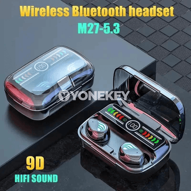 M27 TWS Bluetooth simsiz sport nauşnikleri, mikrofonly