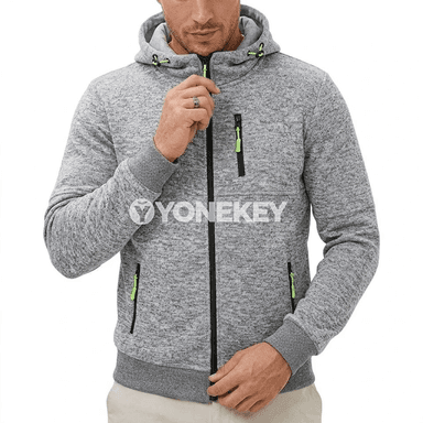 Erkekler üçin ýyly kapşonly fermuarly güýz-gyz gyş kurtkasy