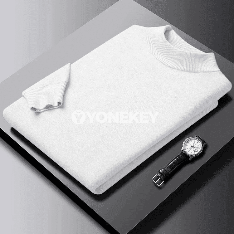 Erkekler üçin ýyladyş uzyn ýeňli switer, ýarym boýly, gündelik stil