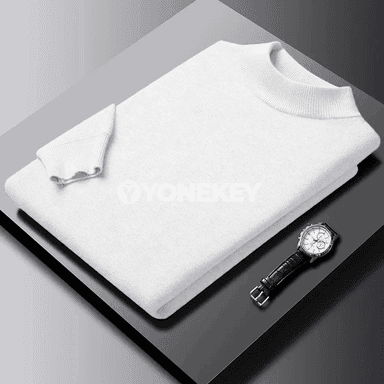 Erkekler üçin ýyladyş uzyn ýeňli switer, ýarym boýly, gündelik stil