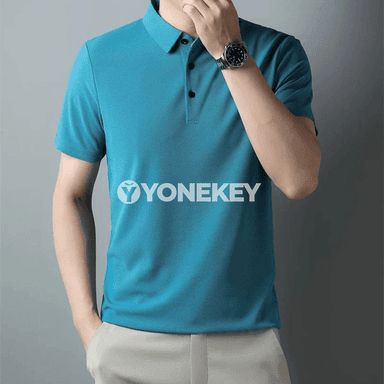 Erkekler üçin klassik polo köýnek, dem alýan ýaz-tomus modeli