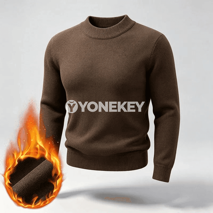 Erkekler üçin gyş ýyly trikotaž switeri, ýumşak fleece bilen