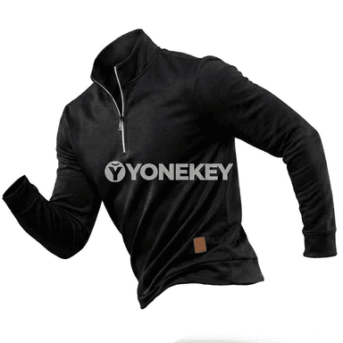 Erkekler üçin ýeňil ýarym zipli ýyly sweatshirt, gyş üçin