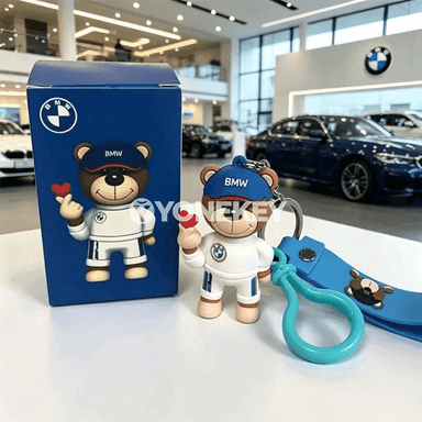 BMW üçin 3D aýy görnüşli silikon açar halkasy, awtoulag bezegi