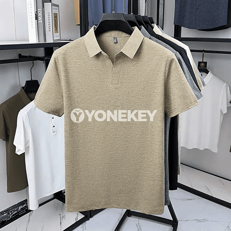 Erkekler üçin ýeňil, dem alýan gysga ýeňli polo köýnek
