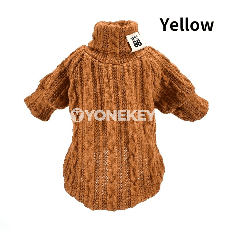 Kiçi itler üçin ýyly boýunly örme switer, güýz-gyş eşigi