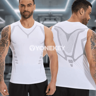 Erkekler üçin ýeňil sport ýeleksiz maýka, çalt gurýan tank-top