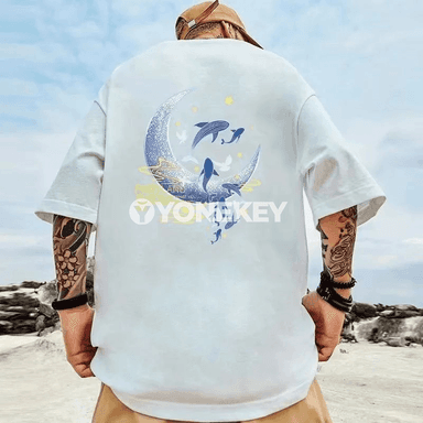 Erkekler üçin giň kesimli nagyşly ýeňil futbolka, 5XL-8XL