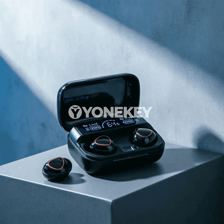 Bluetooth M10 simsiz garnitura, LED displeýli, mikrofonly