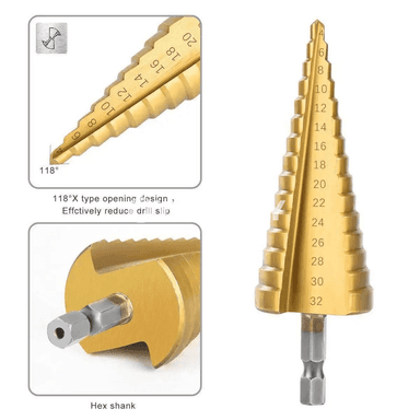HSS basgançakly buraw uçy 4-32 mm, titan örtükli, metal üçin