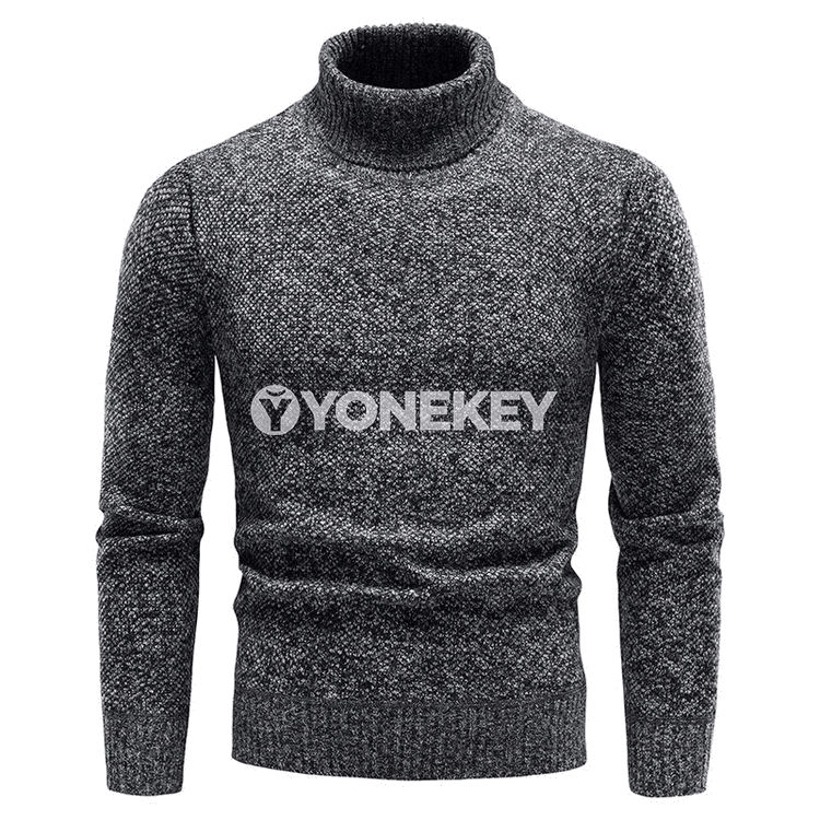 Erkekler üçin ýyly ýokary ýaka trikotaj switer, güýz-gyş üçin